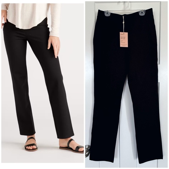 NWT Quince Black Ultra Stretch Straight Leg Pants - size S - Picture 1 of 7